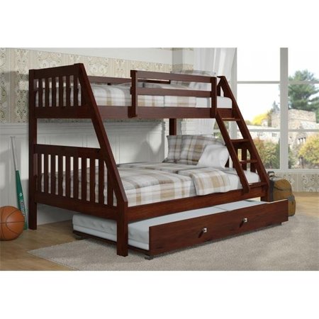 PIVOT DIRECT Pivot Direct PD-1018-3CP-TF-503 Twin & Full Size Mission Bunkbed & Slat-Kits Mattress Ready with Twin Trundle Bed - Dark Cappuccino PD_1018_3CP_TF_503